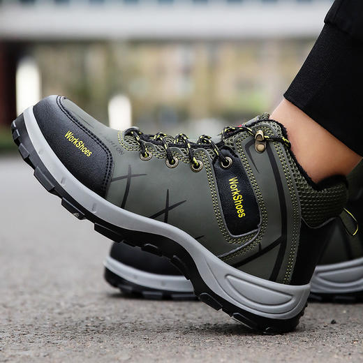 加绒冬季棉鞋劳保鞋男高帮安全工作鞋钢包头防砸防刺穿实心底耐磨舒适 商品图4