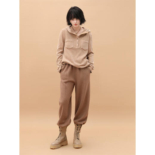 【秋冬特惠】COCOBELLA质感强缩羊毛香蕉裤秋冬宽松遮胯加厚毛呢休闲裤PA931B 商品图1