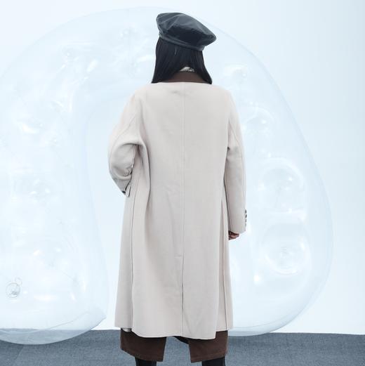 216WS拼接领双排扣呢绒大衣30918（杏） 秋季 316103032105 商品图2