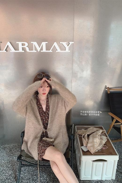 金蘑菇菇 浓郁热可可 / 氛围美人感碎花裙裙 复古v领打底连衣裙 商品图4