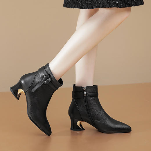 时尚气质，粗跟高跟短靴TFJC-W168 商品图5