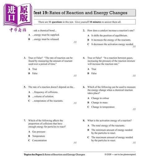 【中商原版】英国CGP GCSE Chemistry: Edexcel 10-Minute Tests (includes answers) 商品图2