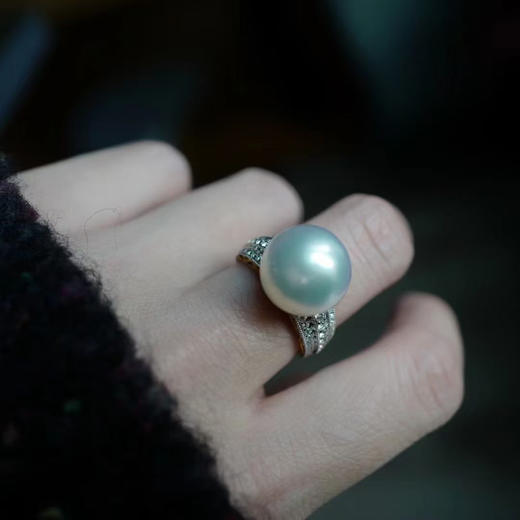 龢盒原创 无暇澳白珍珠满钻戒指 商品图4