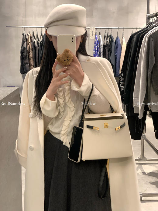 Read Nameless /100%绵羊毛九分袖白色双面呢+100%超细羊毛漂亮毛衣 商品图0