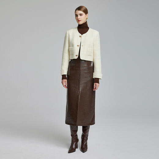 NR033斯尔丽2023冬季提花纯色小香铺棉系列保暖显瘦时尚高级外套棉 商品图3