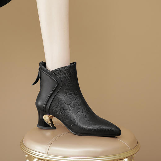 尖头粗跟高跟鞋，优雅时尚时装短靴TFJC-W161 商品图2