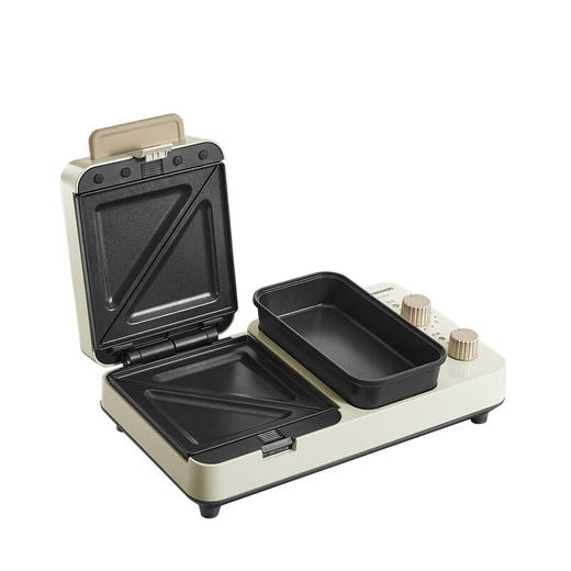 松下（Panasonic） 三明治早餐机MS01家用小型轻食机多功能华夫饼吐司压烤机 NF-MS01WSQ(米白色) 商品图2