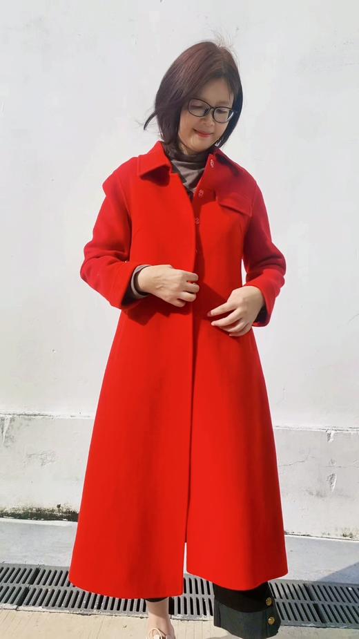 D6070      时尚气质翻领修身显瘦中长款双面羊绒大衣外套 商品图2