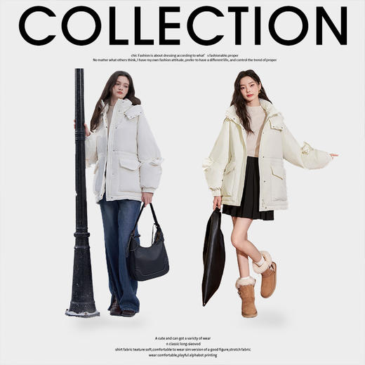 西遇白色90鸭绒羽绒服女秋冬新款小众收腰连帽小个子外套D2338487 商品图2