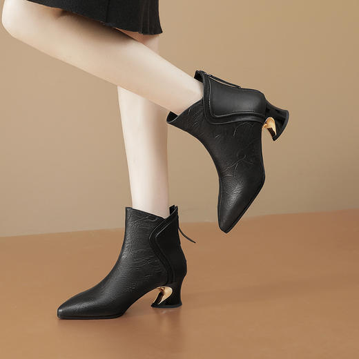 尖头粗跟高跟鞋，优雅时尚时装短靴TFJC-W161 商品图1