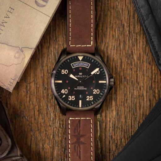 汉米尔顿 Hamilton 卡其航空系列飞行员双历自动机械表 H64605531 商品图4