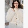 西遇白色小香风仿托卡毛毛外套秋冬新款V领韩版软糯保暖大衣D2432690 商品缩略图3