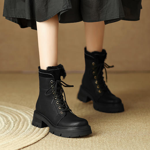 纯色简约，厚毛保暖马丁靴HBP-3876A 商品图8