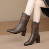 粗跟真皮中筒靴，不过膝长靴TFJC-W176 商品缩略图0