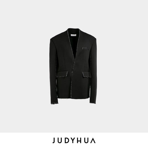 JUDYHUA 极简V领毛边西装 商品图1