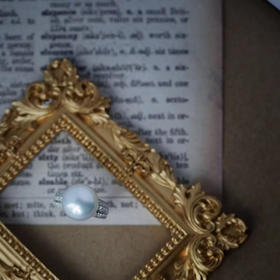 龢盒原创 无暇澳白珍珠满钻戒指