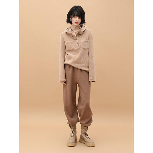 【秋冬特惠】COCOBELLA质感强缩羊毛香蕉裤秋冬宽松遮胯加厚毛呢休闲裤PA931B 商品图3