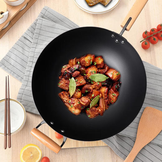 康巴赫铁锅无涂层家用米纹炒锅真防锈耐腐蚀炒菜锅电磁炉煤气灶通用34cm KGW-C34JT 商品图5