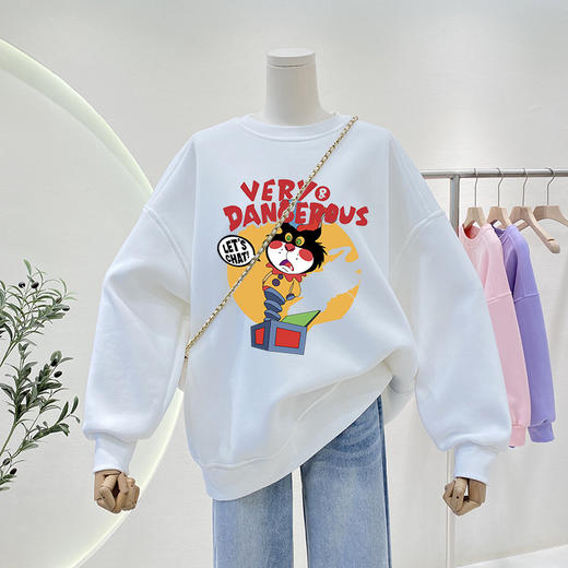 【秋冬必备！加绒加厚卫衣】新款年轻女装加绒加厚卫衣女秋冬圆领纯棉女卫衣，圆领设计展现迷人锁骨，纯棉面料柔软舒适，贴心呵护每一寸肌肤。ry 商品图5