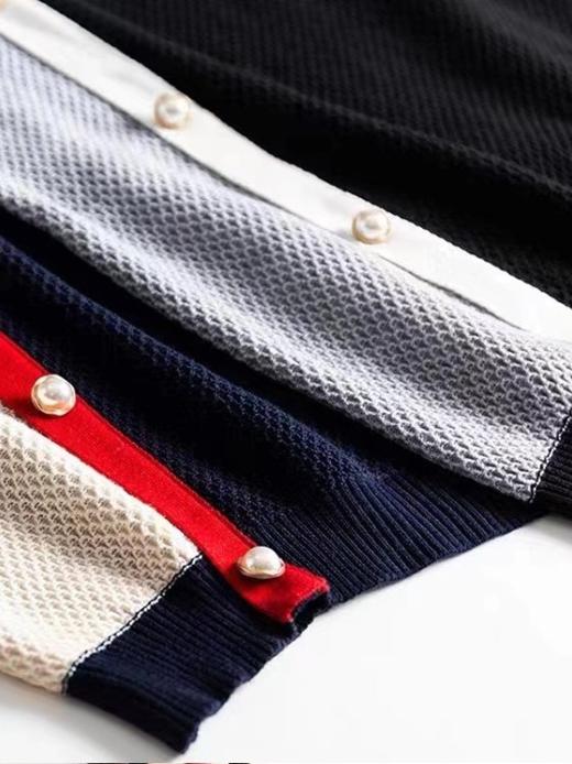 雀说新款气质优雅拼色连衣裙名媛休闲百搭针织打底裙 商品图3