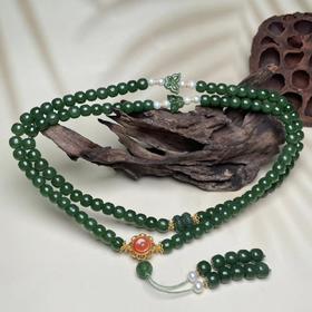 碧玉项链-珍珠蝴蝶太阳花流苏7#660B