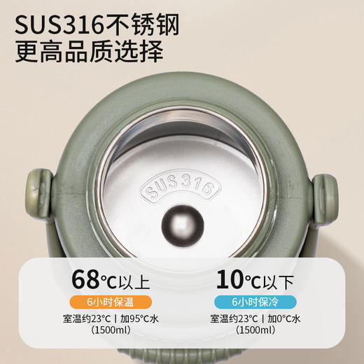 「1500ml大容量！颜值派」保温杯大容量便携户外颜值316不锈钢男女士通用保温保冷餐饮用具 商品图1