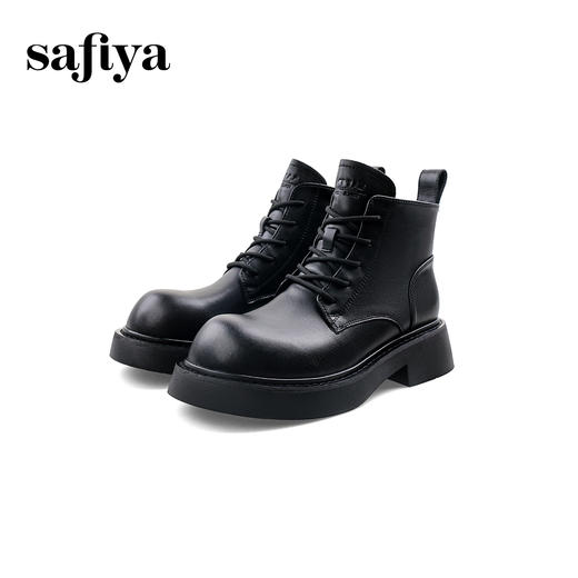 Safiya/索菲娅2023秋冬大头显脚小系带粗跟厚底英伦马丁靴加绒 SF34118403 商品图5