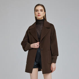 NH948斯尔丽23冬改良大气西装领宽松小个子显瘦显高双面羊毛大衣