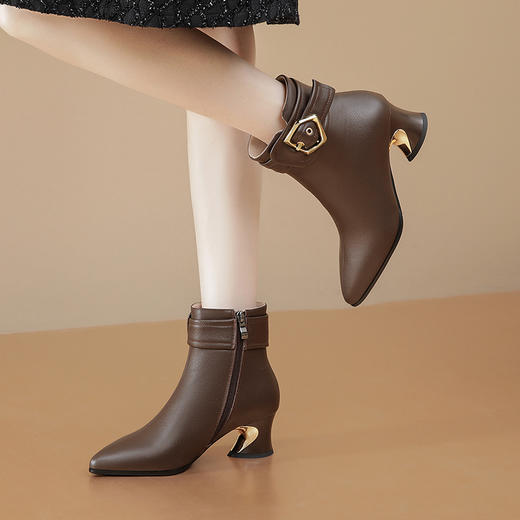 时尚皮带扣，尖头短靴粗跟时装靴TFJC-W172 商品图4