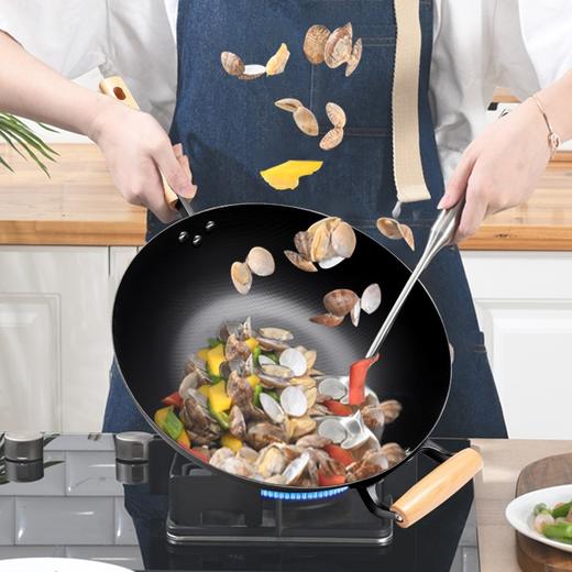 康巴赫铁锅无涂层家用米纹炒锅真防锈耐腐蚀炒菜锅电磁炉煤气灶通用34cm KGW-C34JT 商品图9