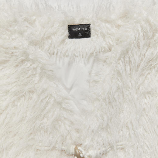 西遇白色小香风仿托卡毛毛外套秋冬新款V领韩版软糯保暖大衣D2432690 商品图5