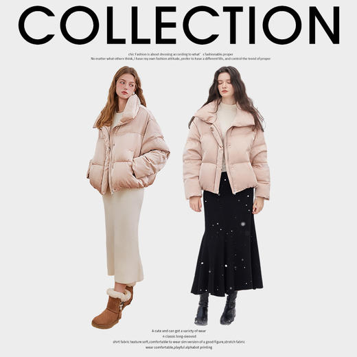 西遇立领短款羽绒服女冬季新款简约鸭绒保暖宽松面包服外套D2338292 商品图2
