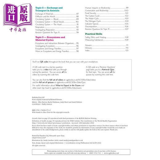 【中商原版】英国CGP New GCSE Biology Edexcel Revision Guide includes Online Edition, Videos & Quizzes 商品图2