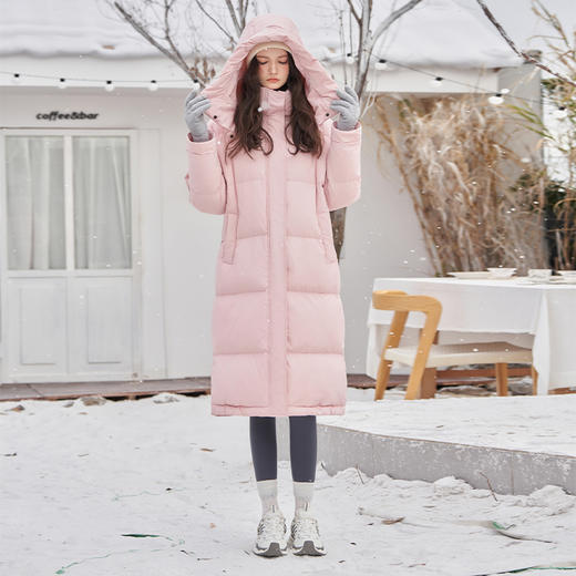 西遇粉色长款羽绒服女秋冬新款加厚韩系面包服过膝保暖外套12431854 商品图3
