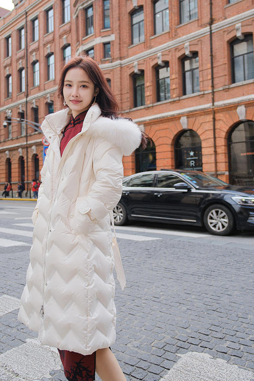 逸红颜明月优选#『汀上雪』狐狸毛领腰带收腰羽绒服，精致体面不臃肿【90白鸭绒】 商品图7