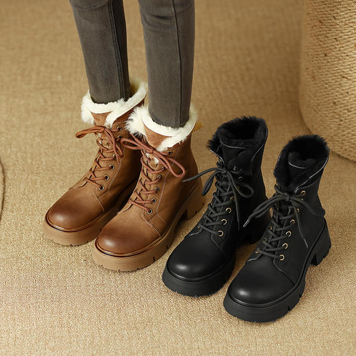 纯色简约，厚毛保暖马丁靴HBP-3876A 商品图1
