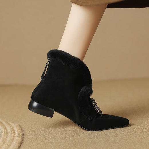冬季新款，平跟羊羔毛口水钻短靴LD-6633 商品图10
