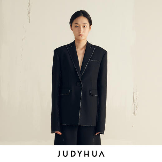 JUDYHUA 毛边设计收腰西装 商品图0
