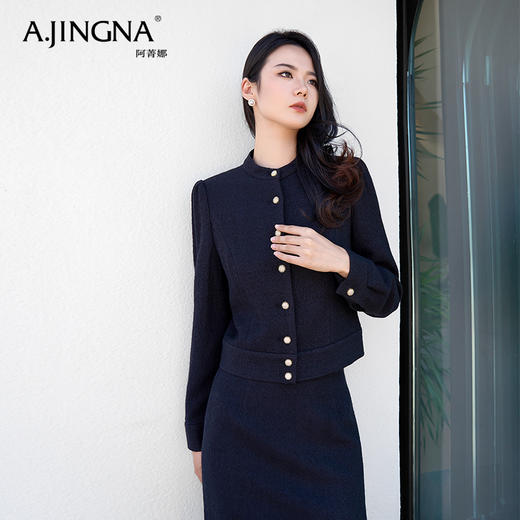 【积分兑换】阿菁娜气质优雅圆领高雅香风外套A28Q107011 商品图3