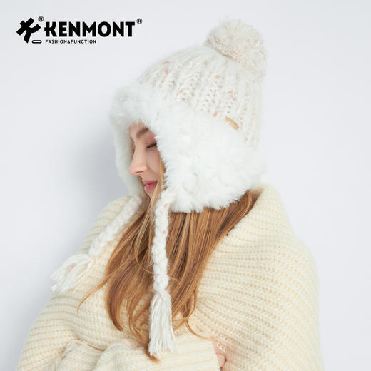 卡蒙女士 手工编织 毛绒保暖针织帽KM-9522 商品图11