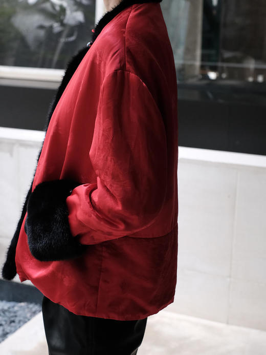 盛唐牡丹 |真丝提花水貂毛夹棉外套 商品图5