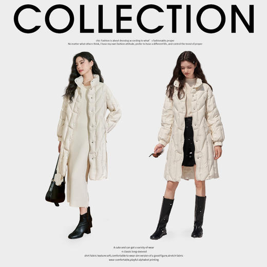西遇米白色85鸭绒羽绒服秋冬新款包容舒适气质优雅立领外套12331679 商品图2