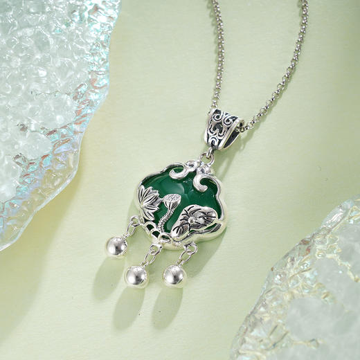 子佩集S925银【天光云影】吊坠【FLB1395】（不含链）绿玉髓锁2311 商品图5