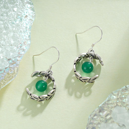 子佩集S925银【留醉舞】玉髓耳环【FLEC300】绿玉髓2311 商品图2