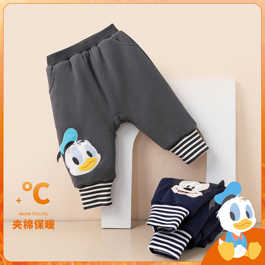 迪士尼童装秋冬季小童夹棉保暖长裤米奇唐老鸭休闲束脚裤234K1372 商品图1