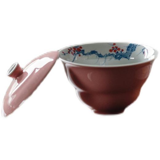 永利汇凤仙粉精工釉下粉彩杏露手绘盖碗三才碗功夫茶具泡茶碗手工 商品图4