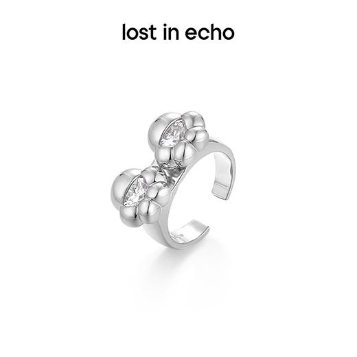 lost in echo原创设计师品牌时尚双Yetti小花金属造型戒指配饰 商品图0