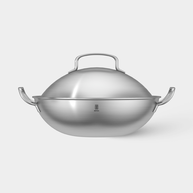 艾伦系列-30cm双耳圆底普盖中式炒锅