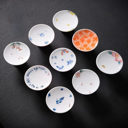 永利汇绘画中式复古盖置壶盖托盖碗茶盖托陶瓷功夫茶具茶玩茶配件 商品图2