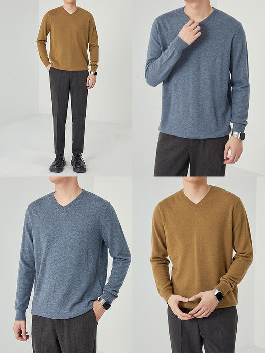 红览 鸡心领纯羊毛保暖针织上衣男士打底衫27008 商品图2